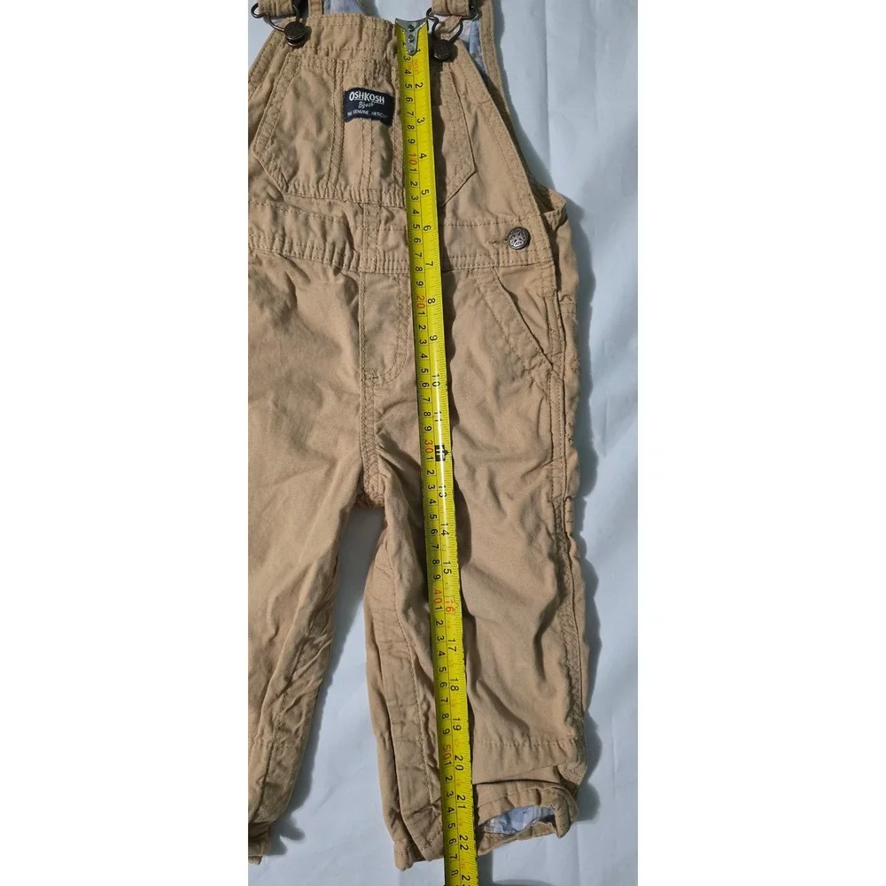 OshKosh Bgosh Toddler Boys Khaki Canvas Overalls Tan 18M 1T273010